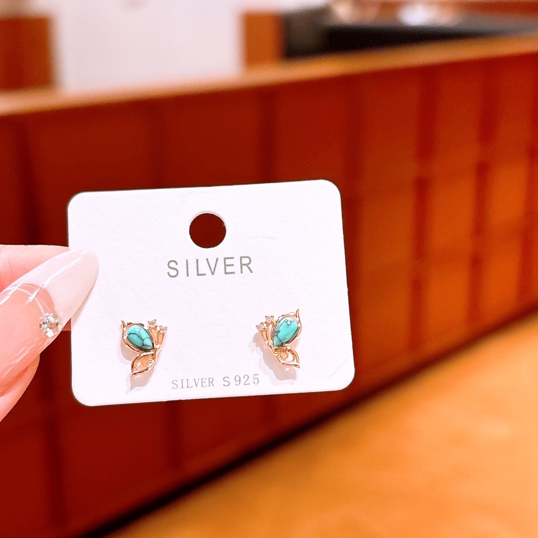 S925 Sterling Silver Earrings Romantic Anniversary Gold