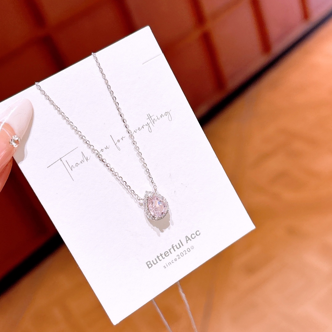 High Polish Silver High Carbon Diamond Necklace Dainty Graduation