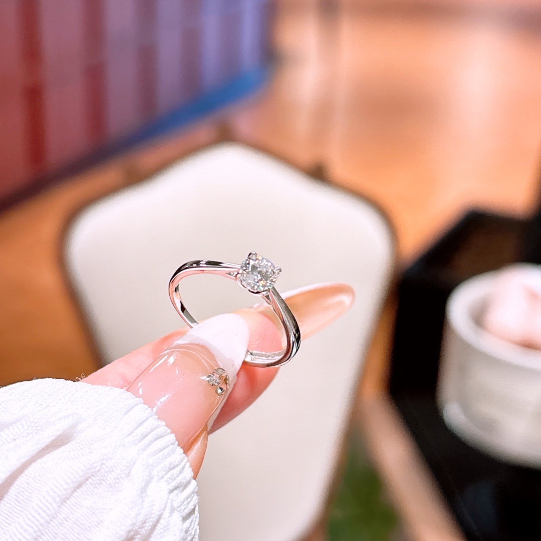 S925 Sterling Silver Moissanite Ring Vintage Office Gold