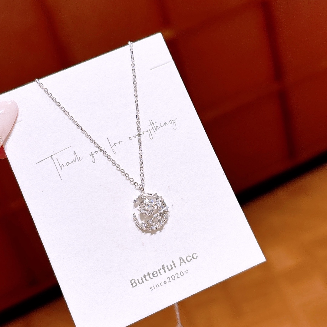 さわやか系S925スターリングシルバーモアッサナイトネックレスゴールド 職場