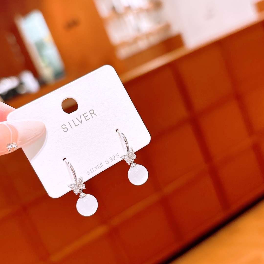 清純純銀ドロップ＆スレッドイヤリングシルバー 婚約