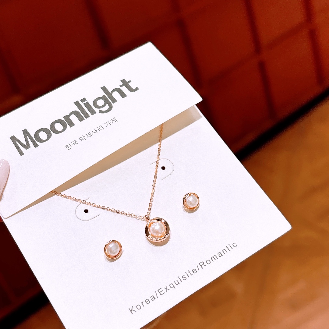 Low Allergy Silver Earrings & Necklace Set Ethereal Mother's Birthday