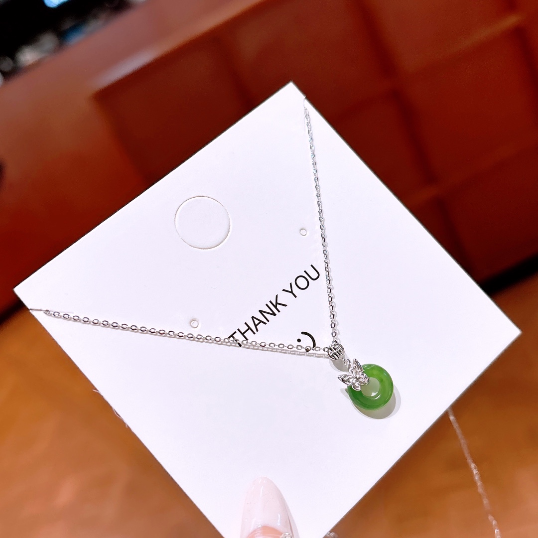 S925 Sterling Silver Jasper Necklace French Christmas Gold