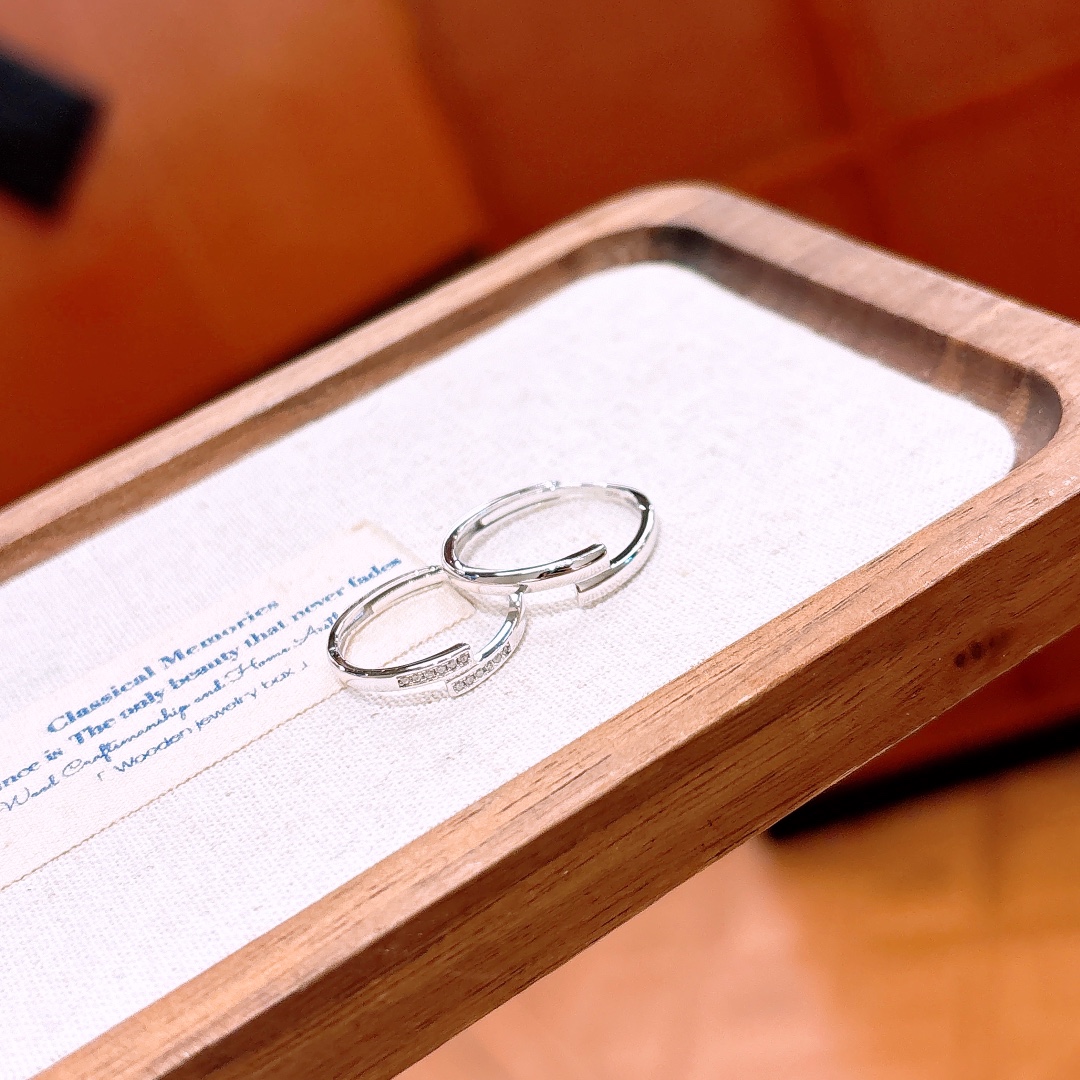 Solid Silver Couple Rings Girly Graduation Gold