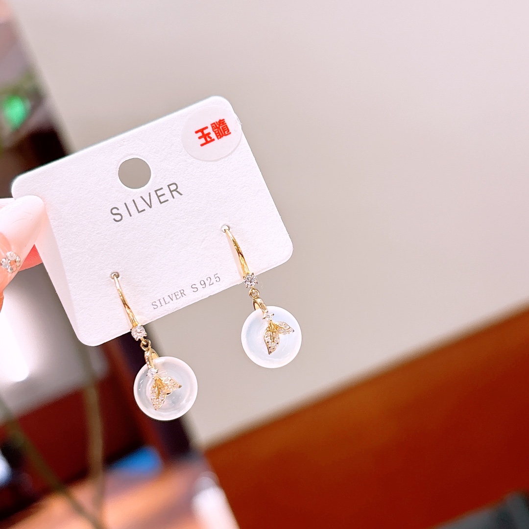 可愛い高品質シルバードロップ＆スレッドイヤリングゴールド 母の誕生日