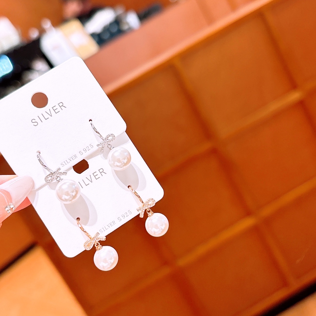 精巧S925スターリングシルバードロップ＆スレッドイヤリングゴールド 母の誕生日