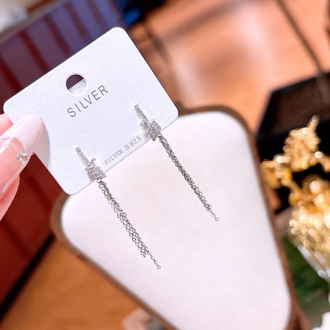 Fine Silver Earrings Light Luxury Party Silver