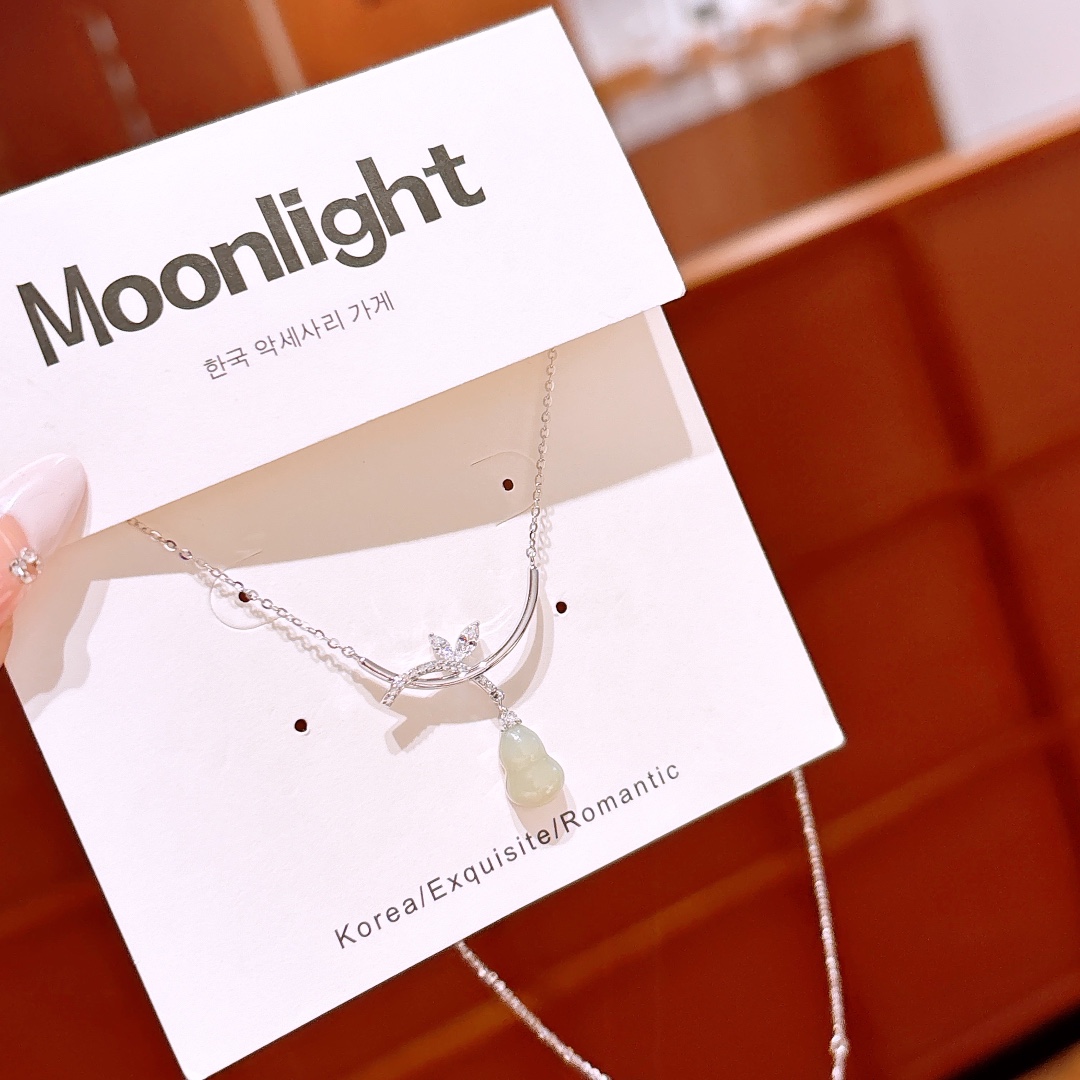 925 Silver Hetian Jade Necklace Minimalist New Year Gold