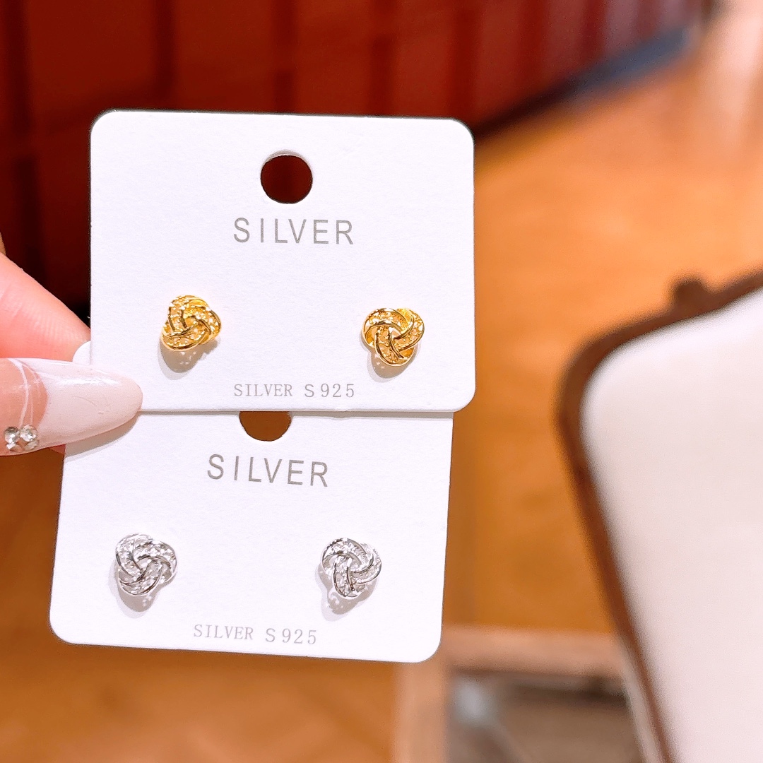 925 Silver Earrings Artistic Engagement Gold