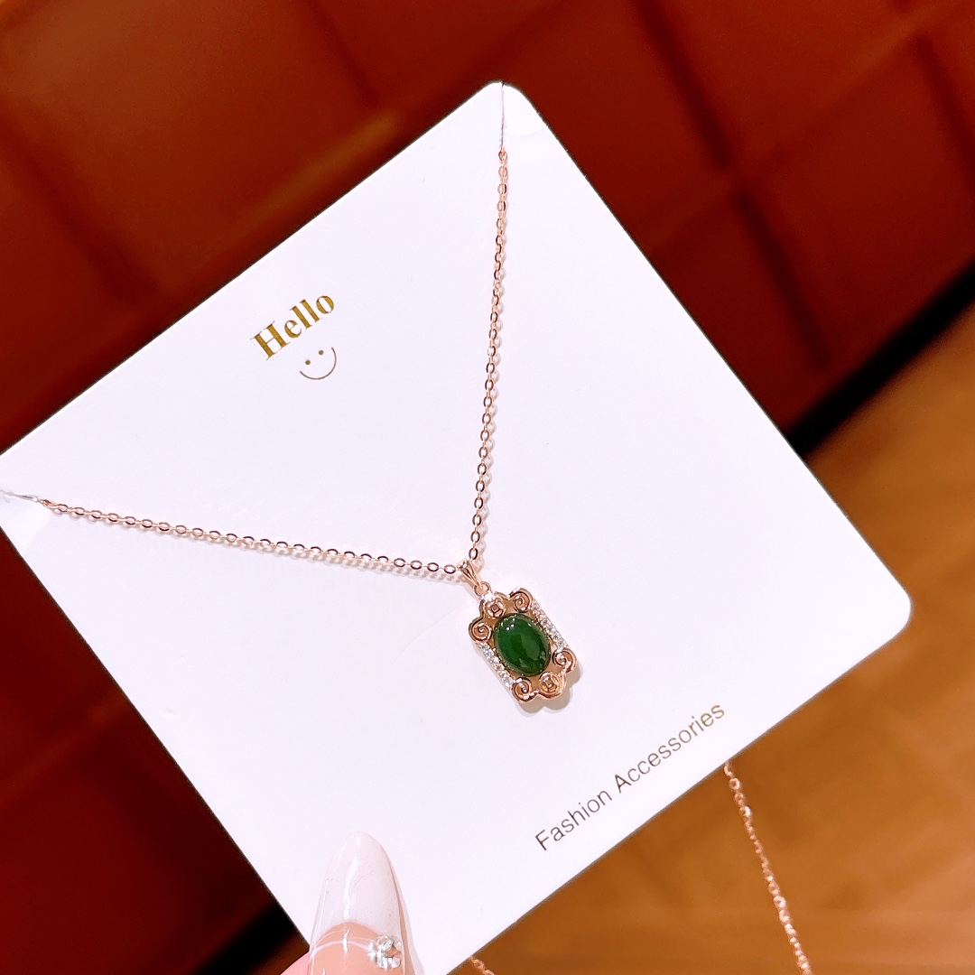 Solid Silver Jasper Necklace Delicate Engagement Gold