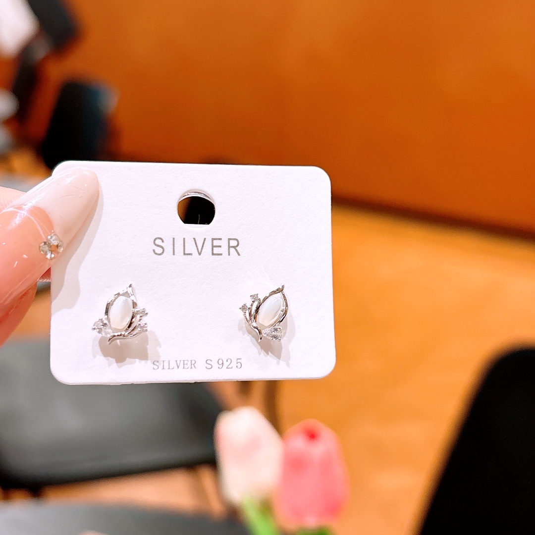 925 Silver Earrings Forest New Year Gold