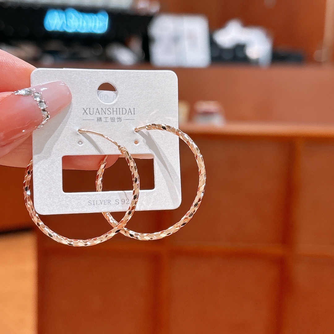 S925 Sterling Silver Hoop Earrings Intellectual Mother's Birthday Gold