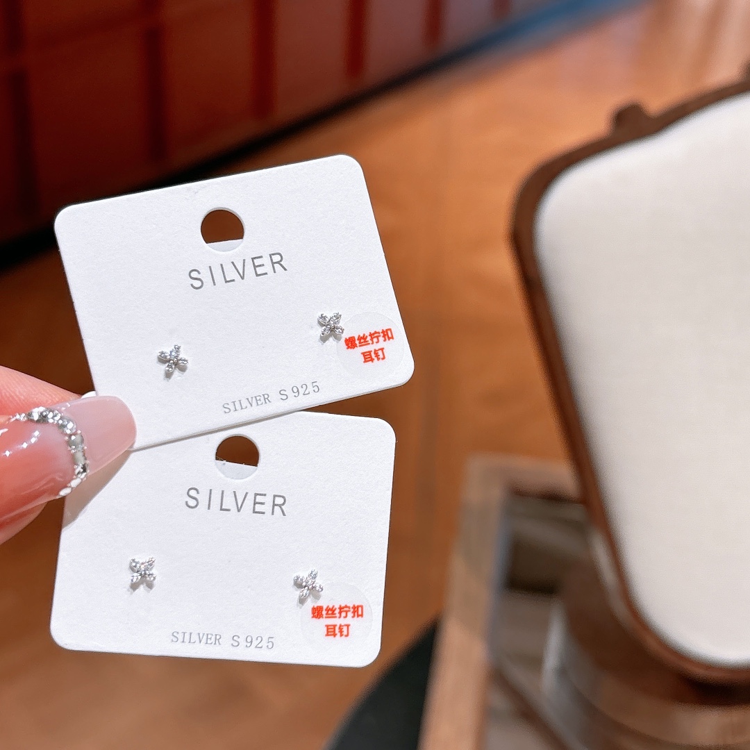 S925 Sterling Silver Screw-back Studs Dainty Date Night Silver