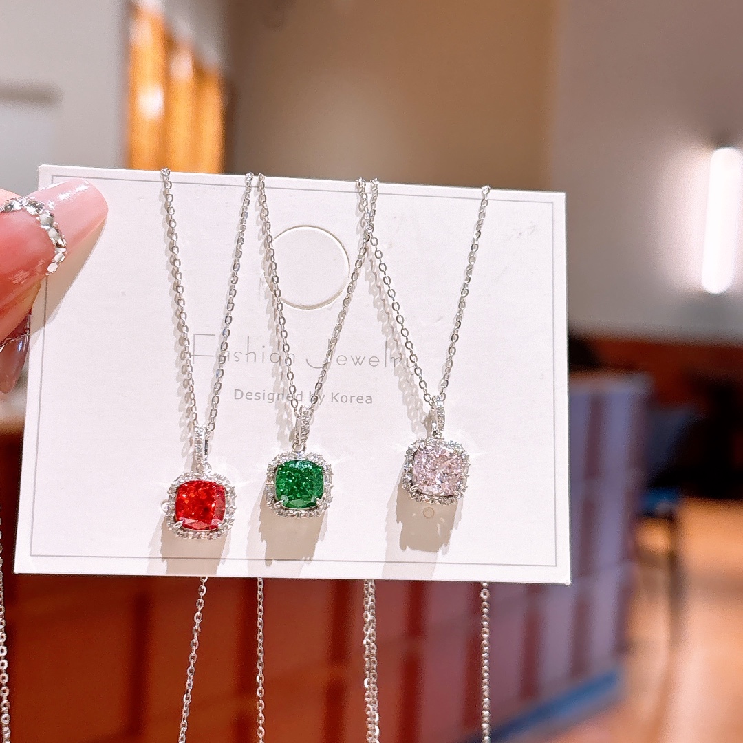 High Polish Silver High Carbon Diamond Necklace Dainty Valentine's Day