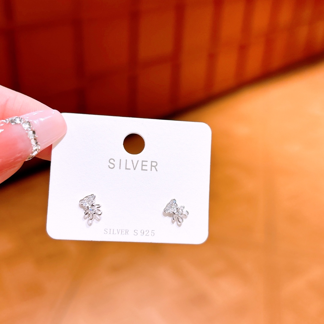 S925 Sterling Silver Earrings Girly Spring Festival Silver