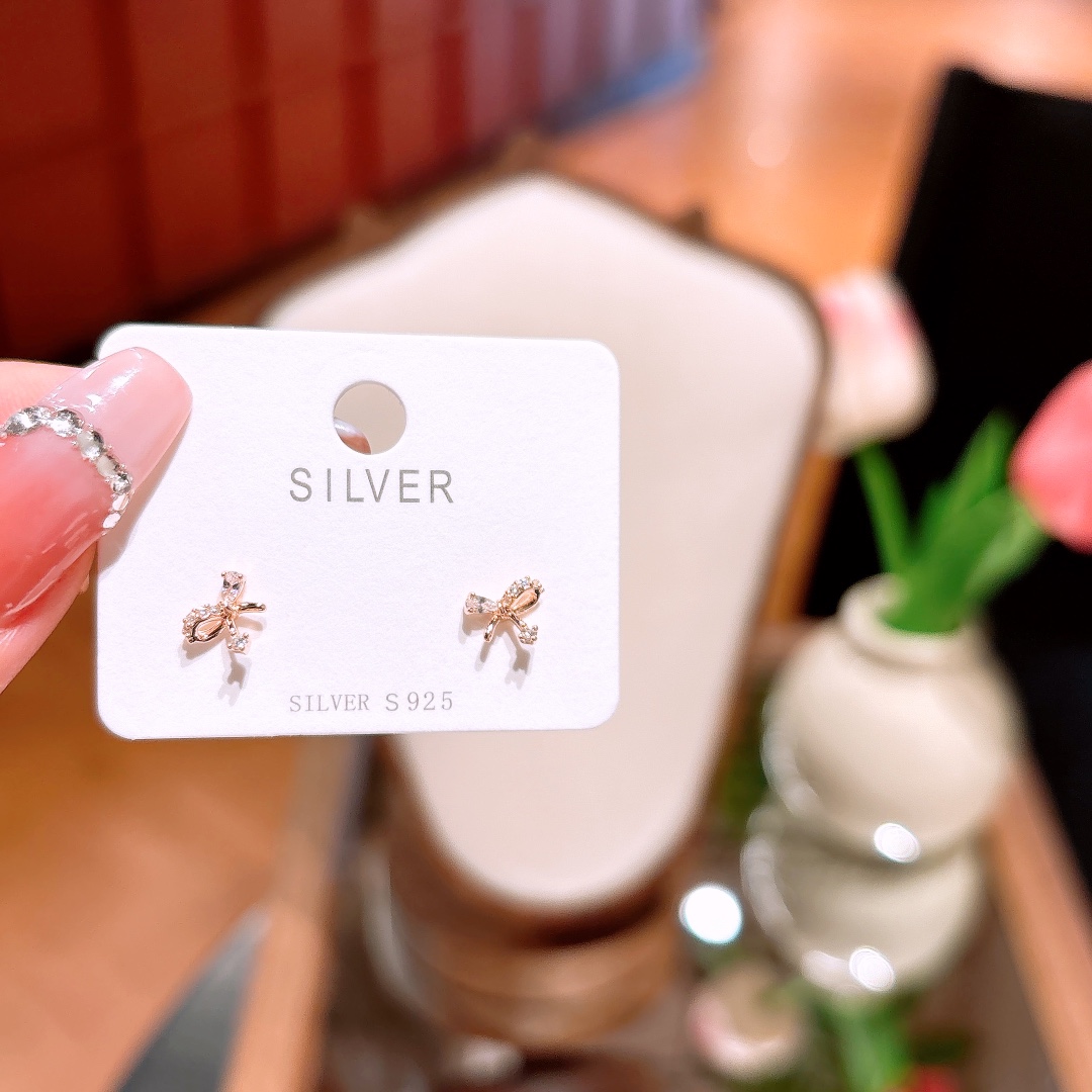 S925 Sterling Silver Earrings Precision Party Gold