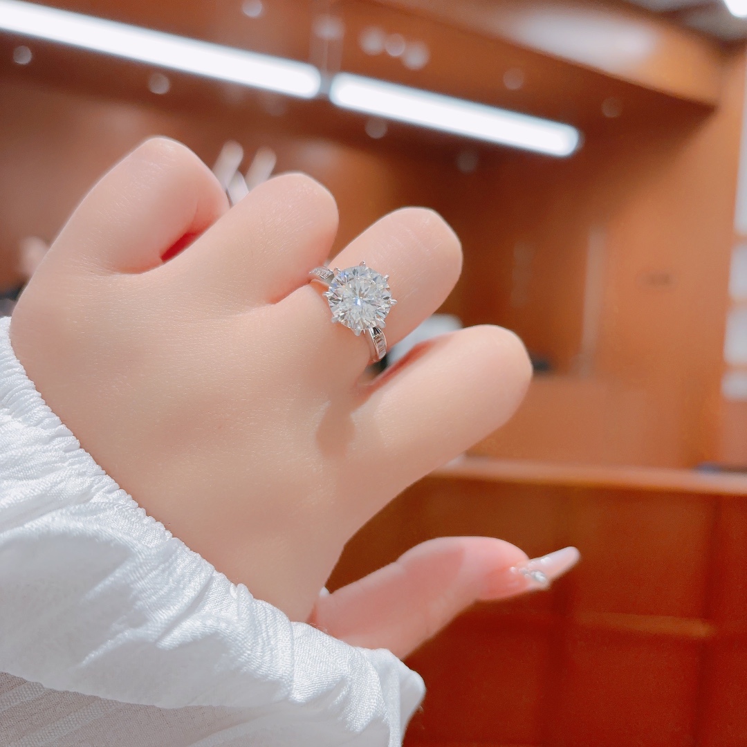 Nickel Free Silver Moissanite Ring Dainty Valentine's Day Gold