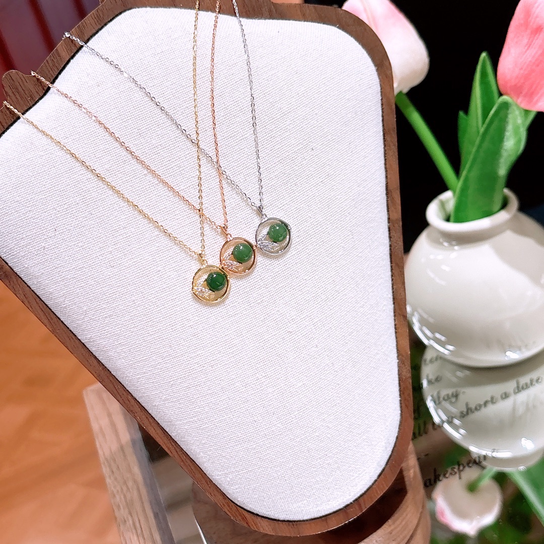 Solid Silver Jasper Necklace French Christmas Gold