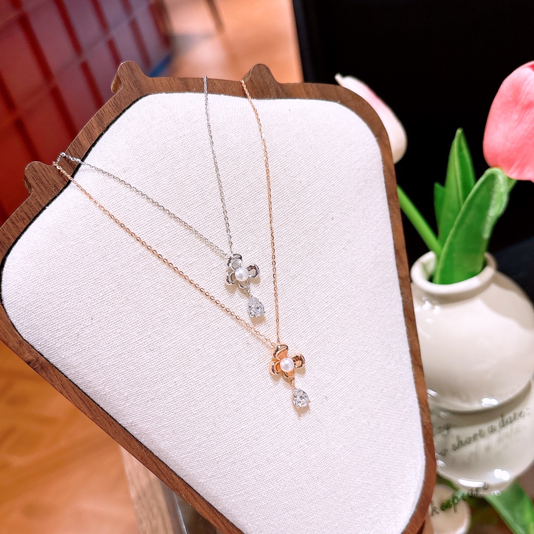 繊細ニッケル無添加銀イヤリング＆ネックレスセットシルバー 婚約