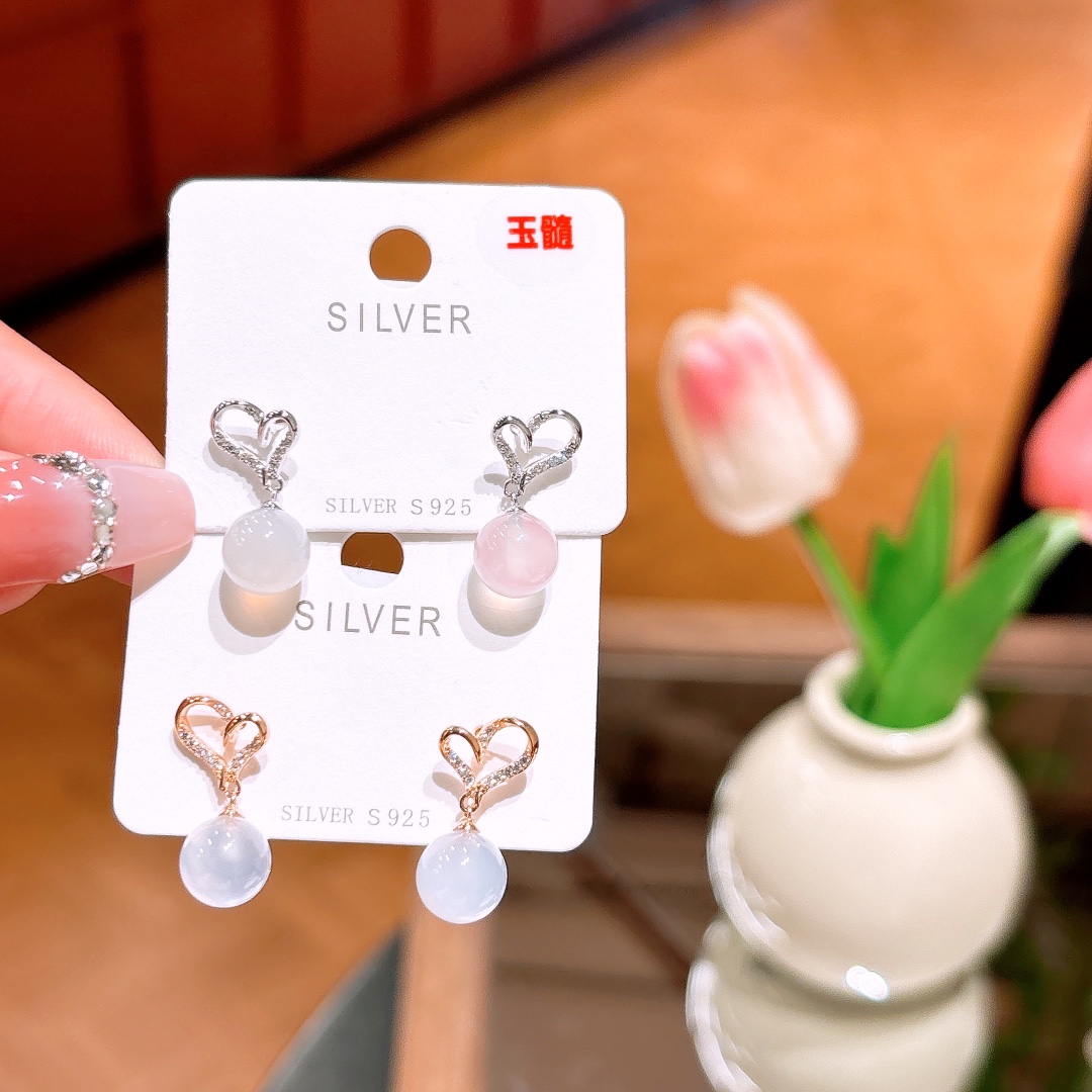 S925 Sterling Silver Earrings Artistic Office Gold