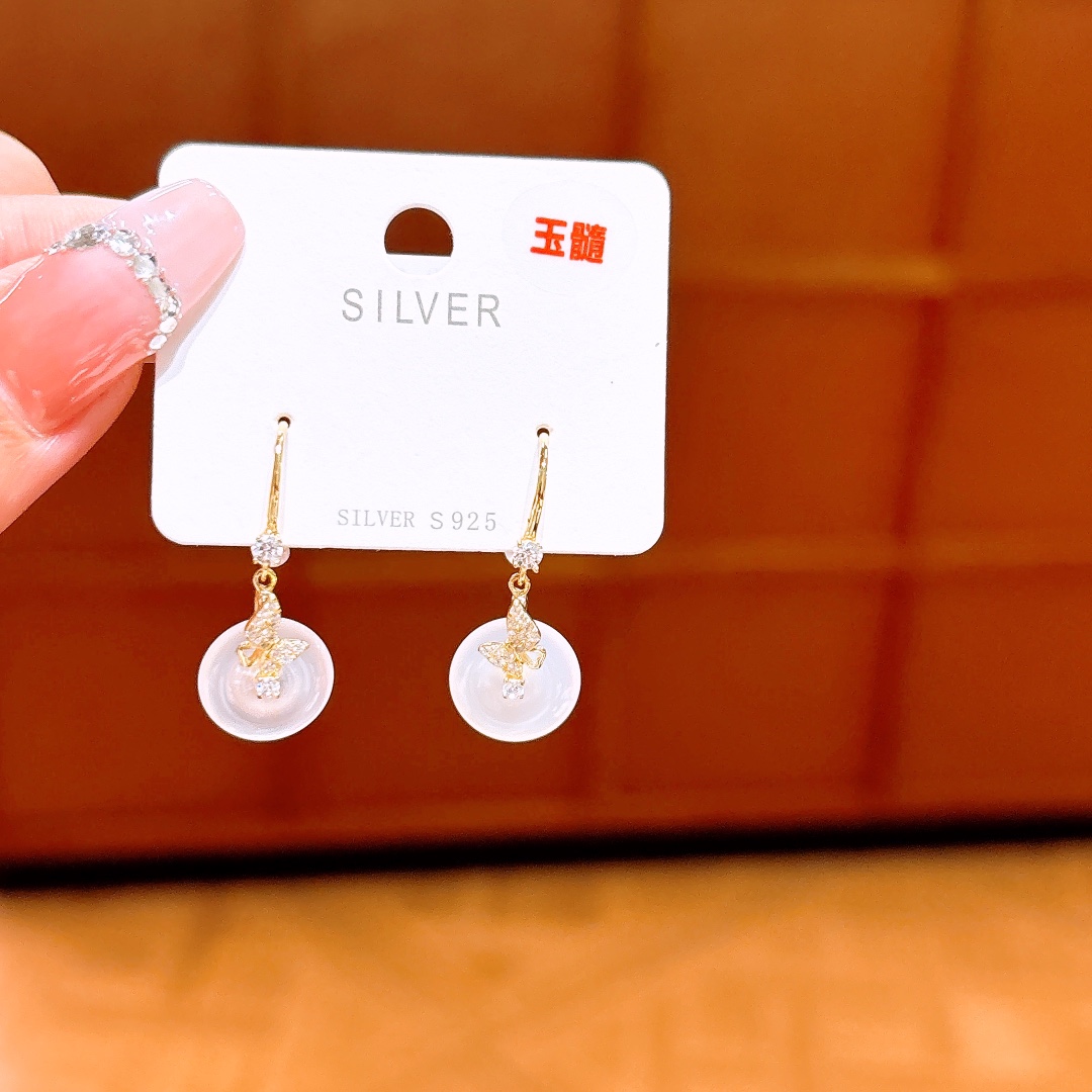 S925 Sterling Silver Drop & Thread Earrings Fresh Everyday Wear Silver