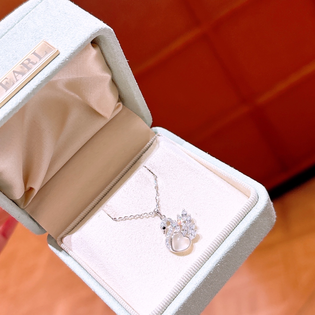 925 Silver Earrings & Necklace Set Sweet Wedding Gold