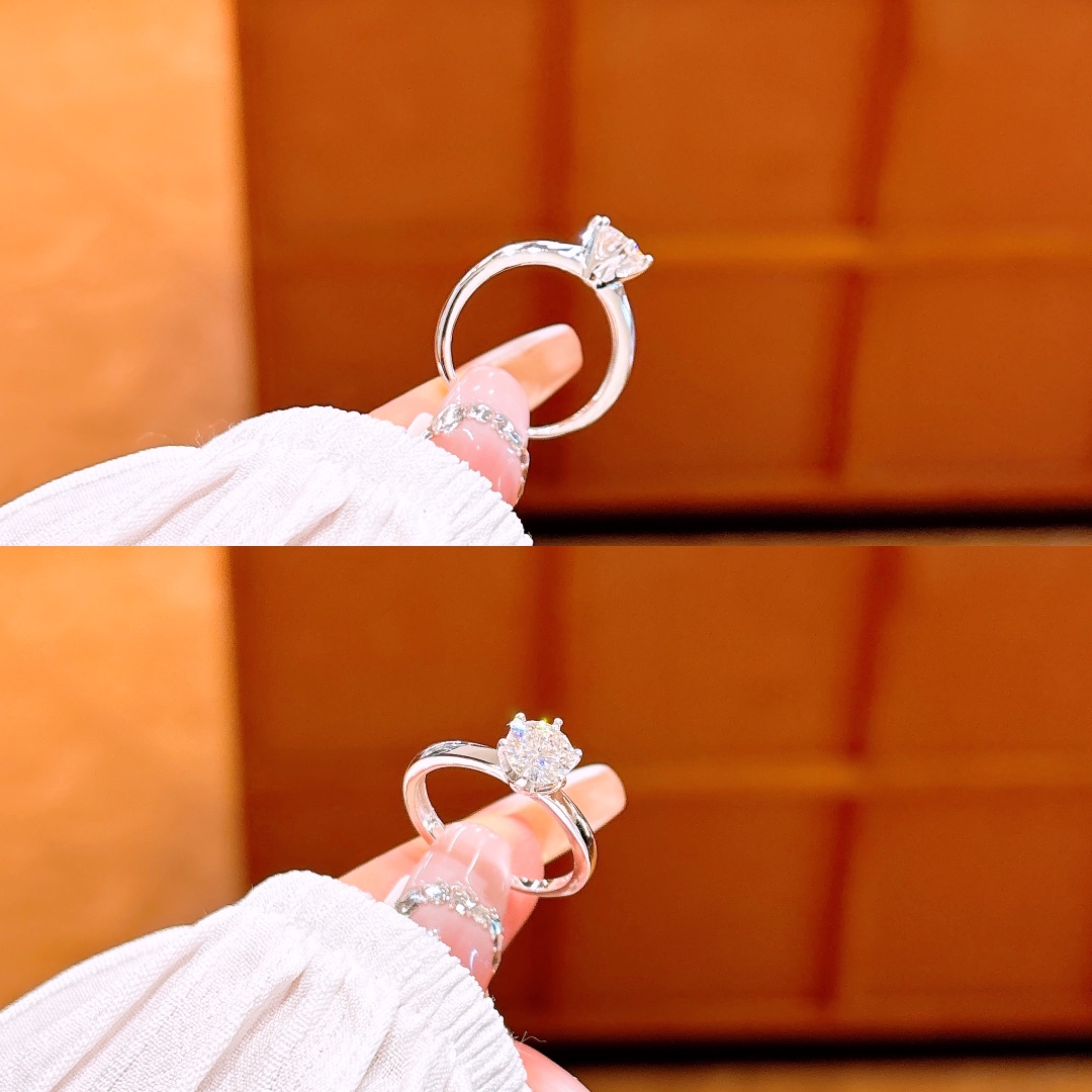 Solid Silver Moissanite Ring Intellectual Spring Festival Silver