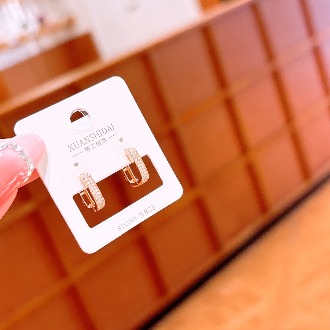 S925 Sterling Silver Ear Cuffs Lively Mother's Birthday Gold