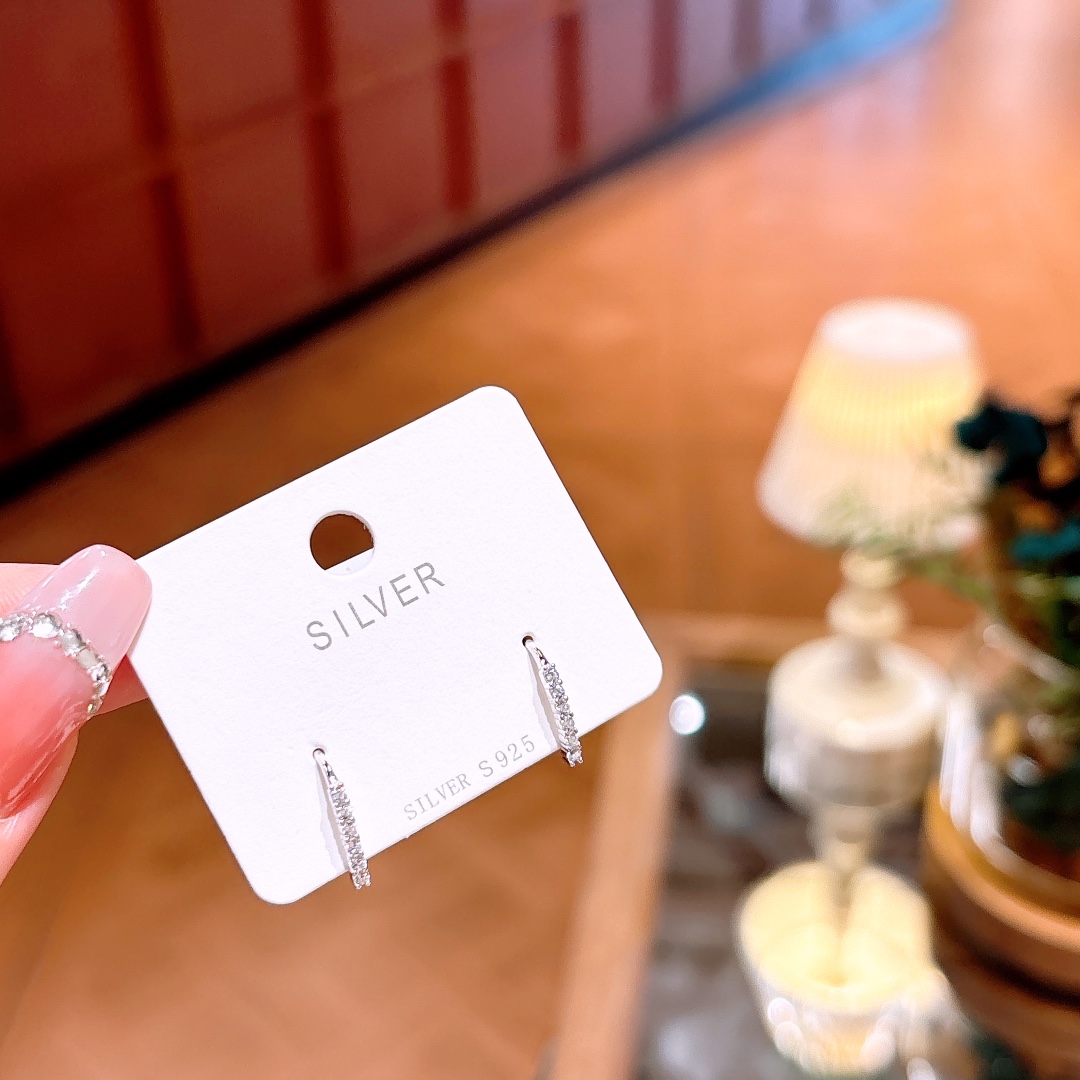 優しい925シルバードロップ＆スレッドイヤリングシルバー 旅行