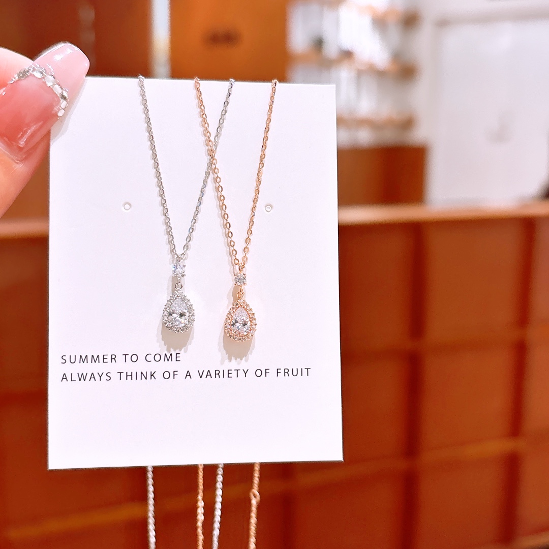 S925 Sterling Silver Necklace Lively Engagement Gold