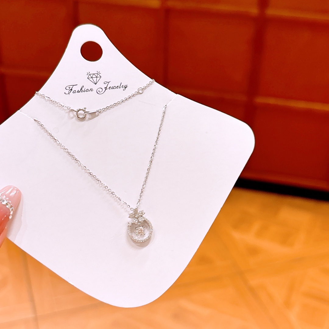 925 Silber Moissanit Kette Französisch Hochzeitsgeschenk Gold