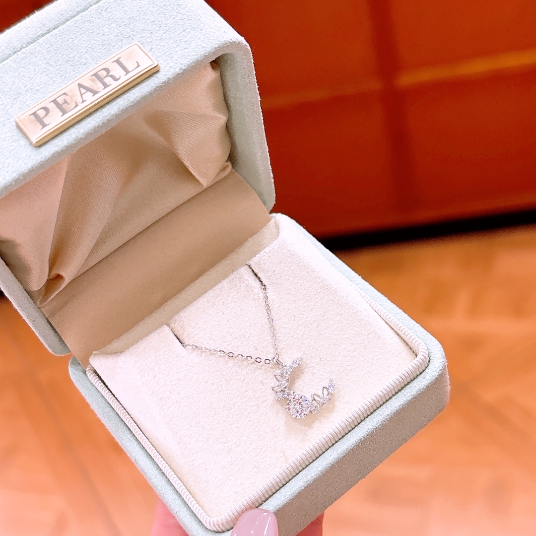 Allergiearmes Silber Moissanit Kette Französisch Verlobung Gold