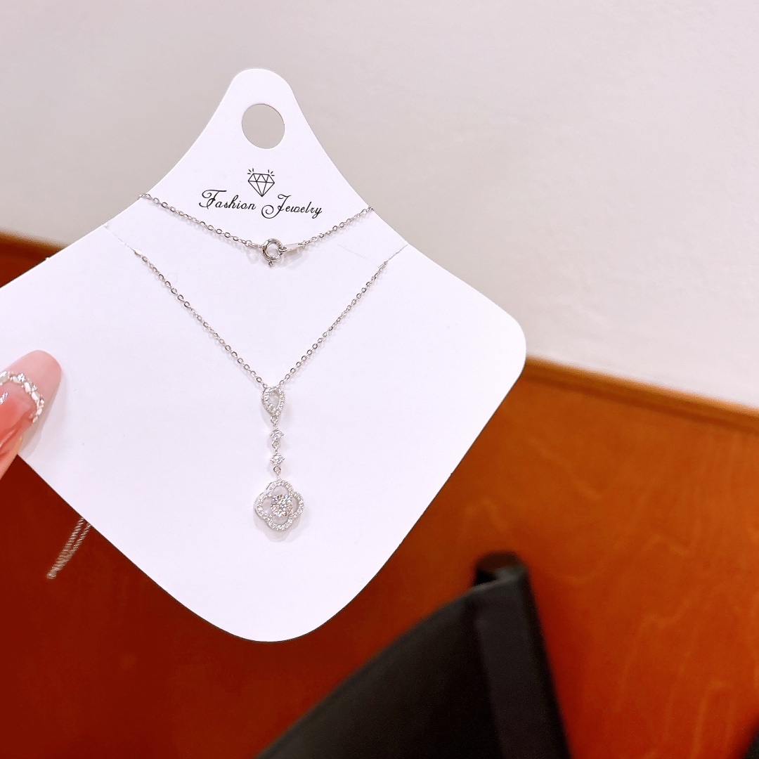 Massivsilber Moissanit Kette Leichter Luxus Bankett Silber