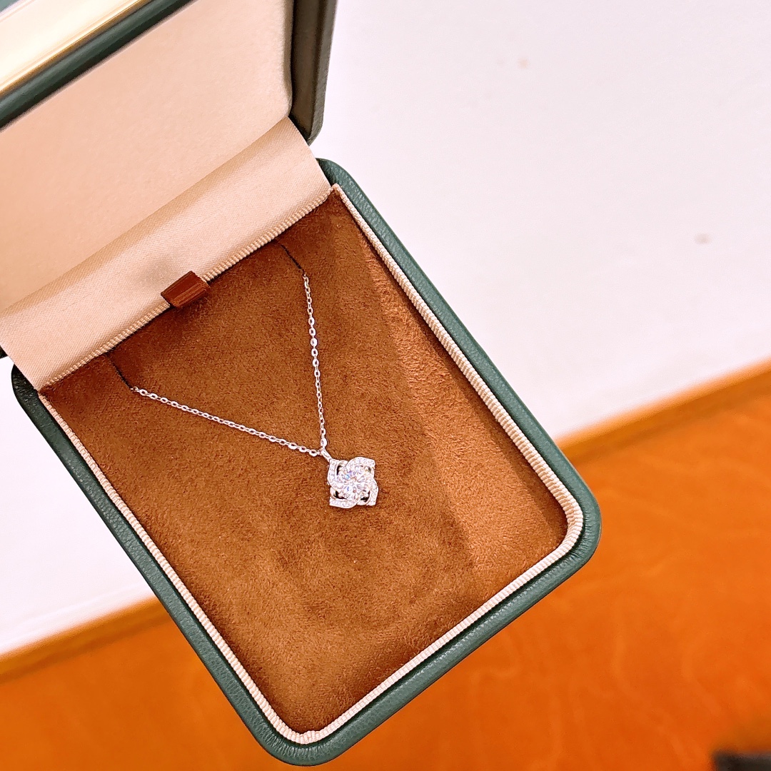 Fine Silver Moissanite Necklace Dainty Workplace Silver