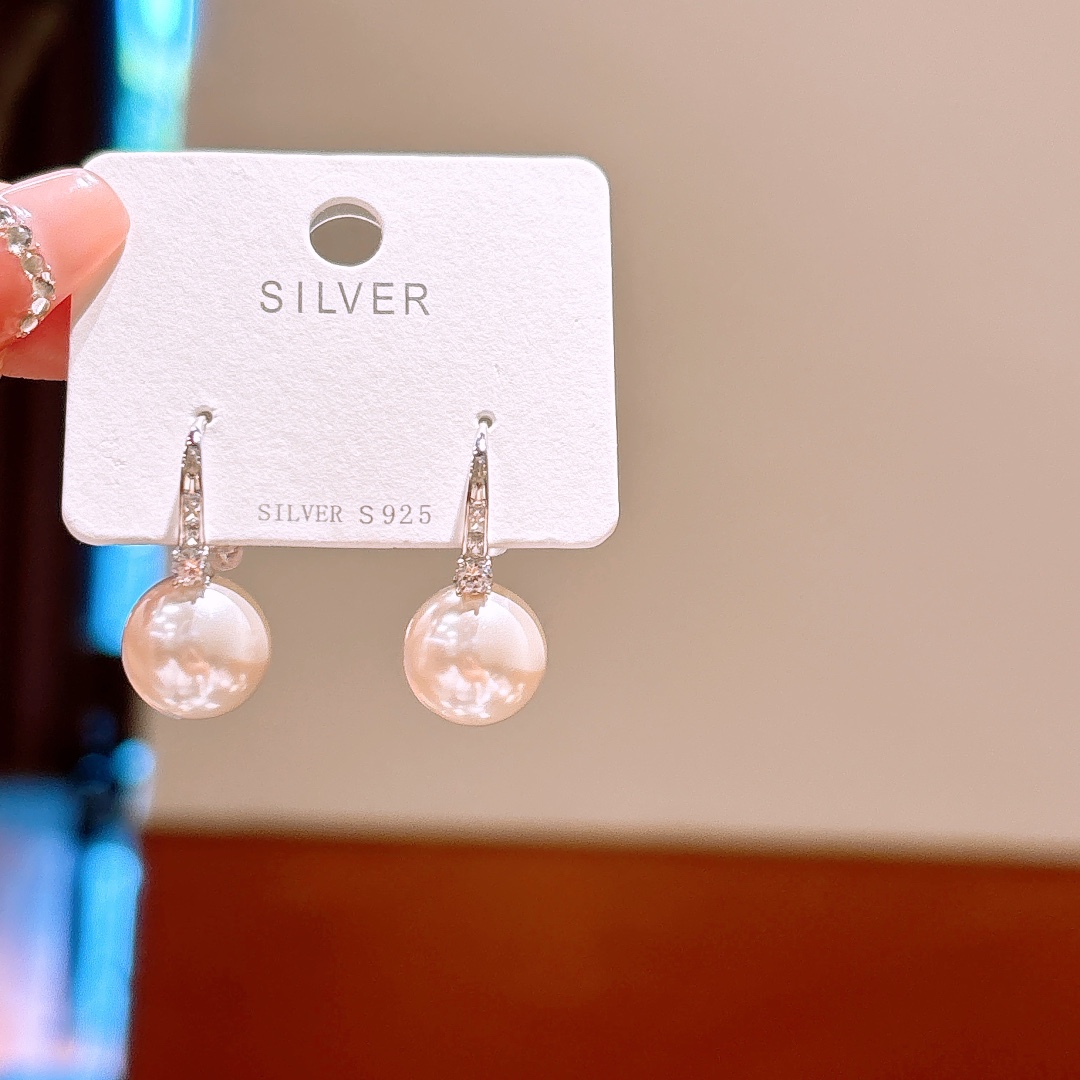 精巧925シルバードロップ＆スレッドイヤリングゴールド 母の日