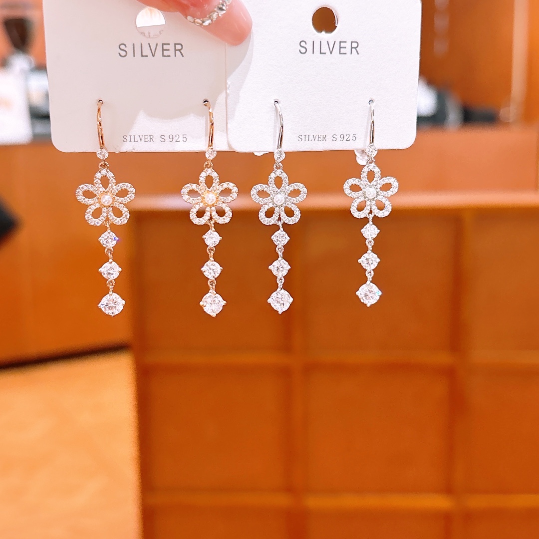 925 Silver Drop & Thread Earrings Intellectual Gift for Her Gold