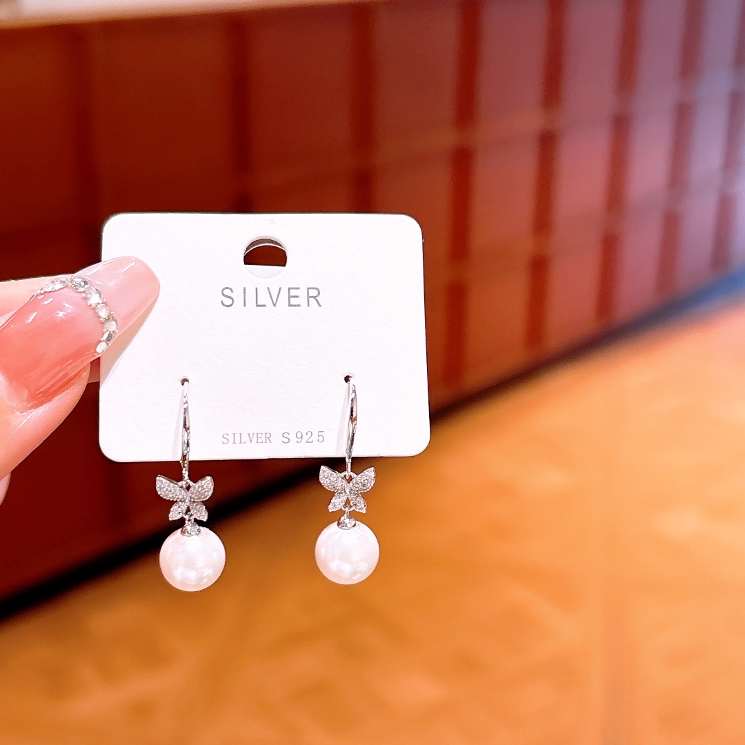 ユニークS925スターリングシルバードロップ＆スレッドイヤリングシルバー 父の日