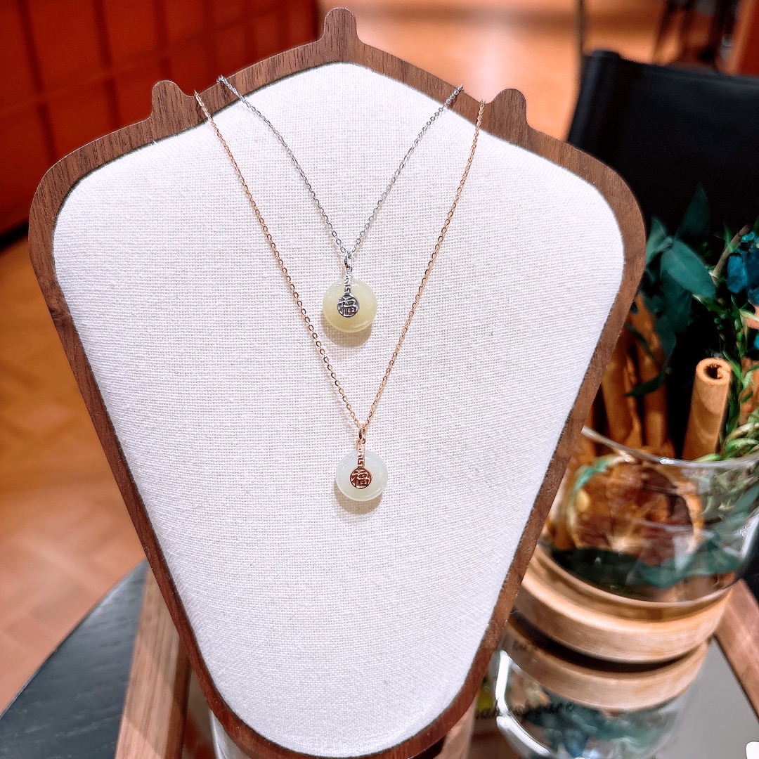 Low Allergy Silver Hetian Jade Necklace Dainty Engagement Silver
