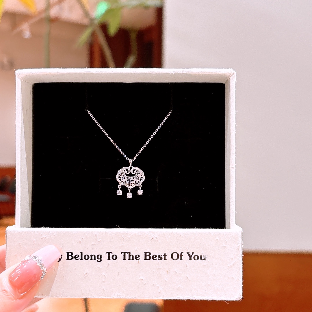 S925 Sterling Silver Necklace Sweet New Year Gold