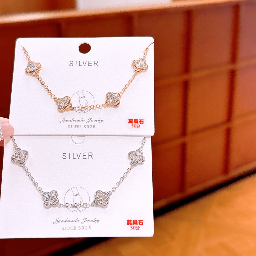 Solid Silver Moissanite Bracelet Romantic Everyday Wear Silver