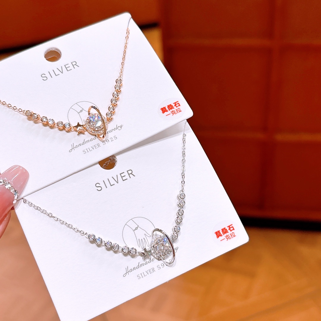 Nickel Free Silver Moissanite Bracelet Light Luxury Proposal Gold