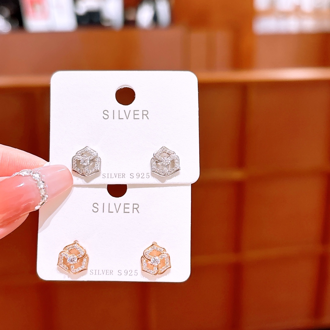 925 Silver Earrings Ins Style Annual Party Gold