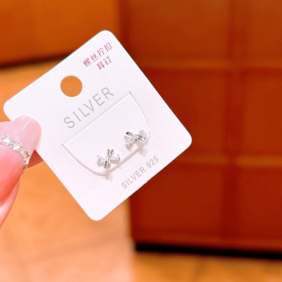 Fine Silver Screw-back Studs Ins Style Self-love Silver