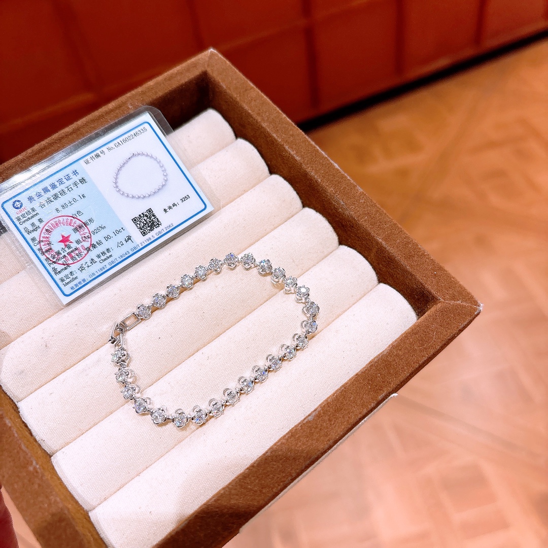 925 Silver Moissanite Bracelet Elegant Gift for Her Silver