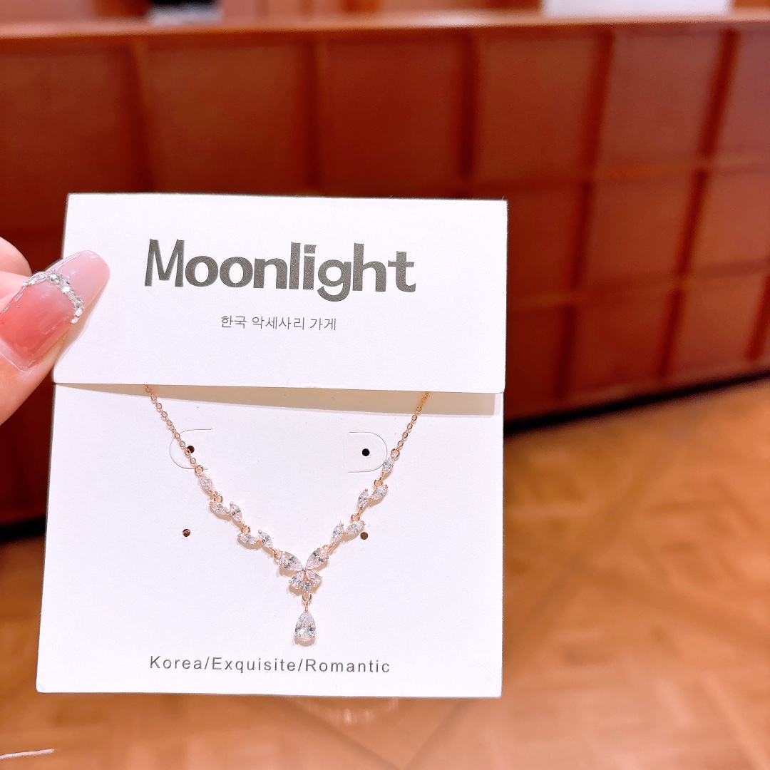 S925 Sterling Silver Necklace Romantic Engagement Gold