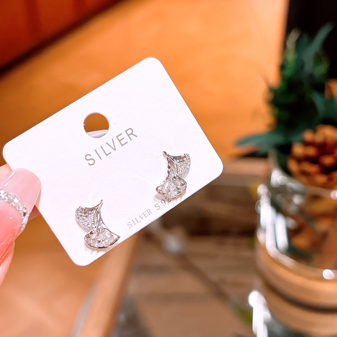 Solid Silver Earrings Premium Spring Festival Silver