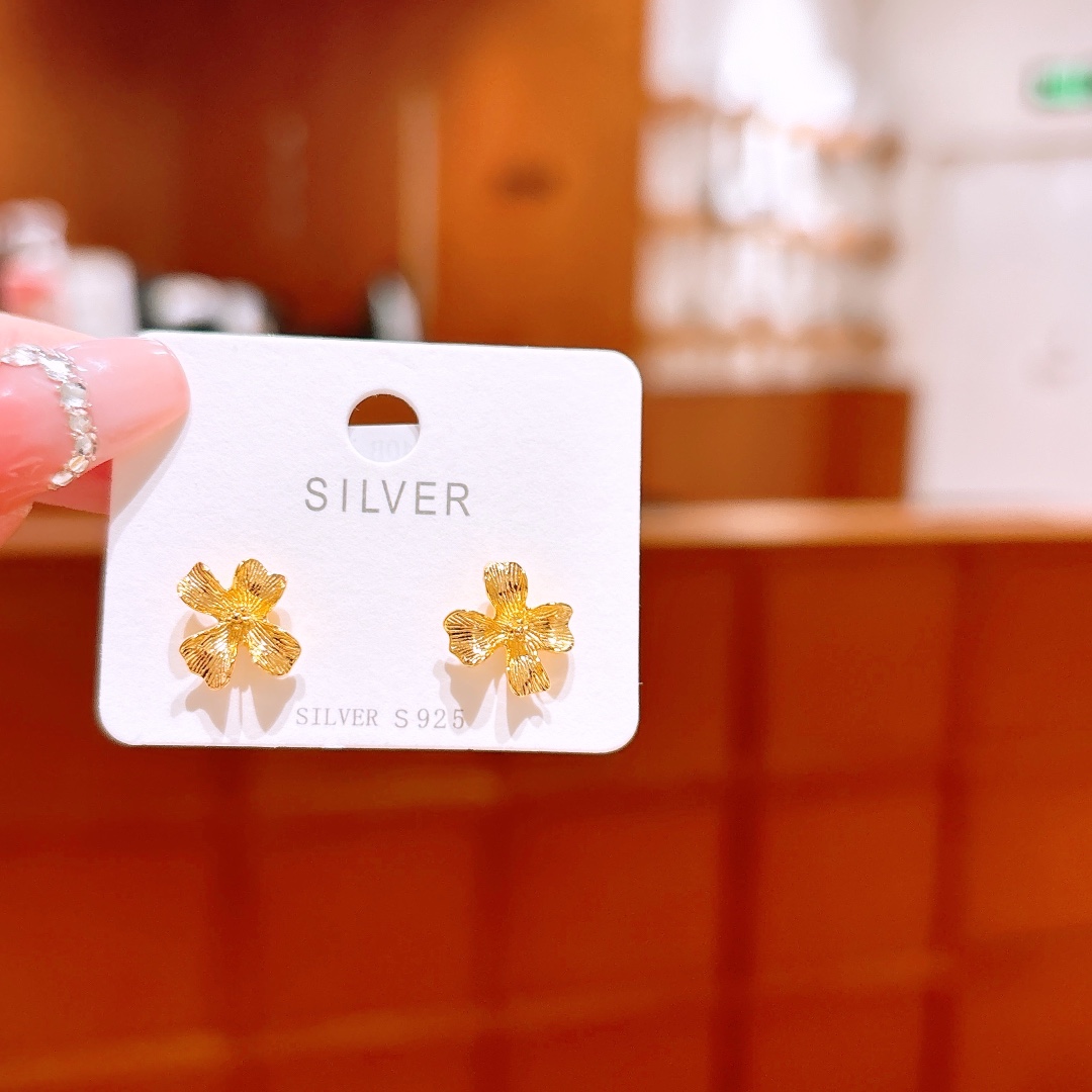 Solid Silver Earrings Playful Father's Day Gold