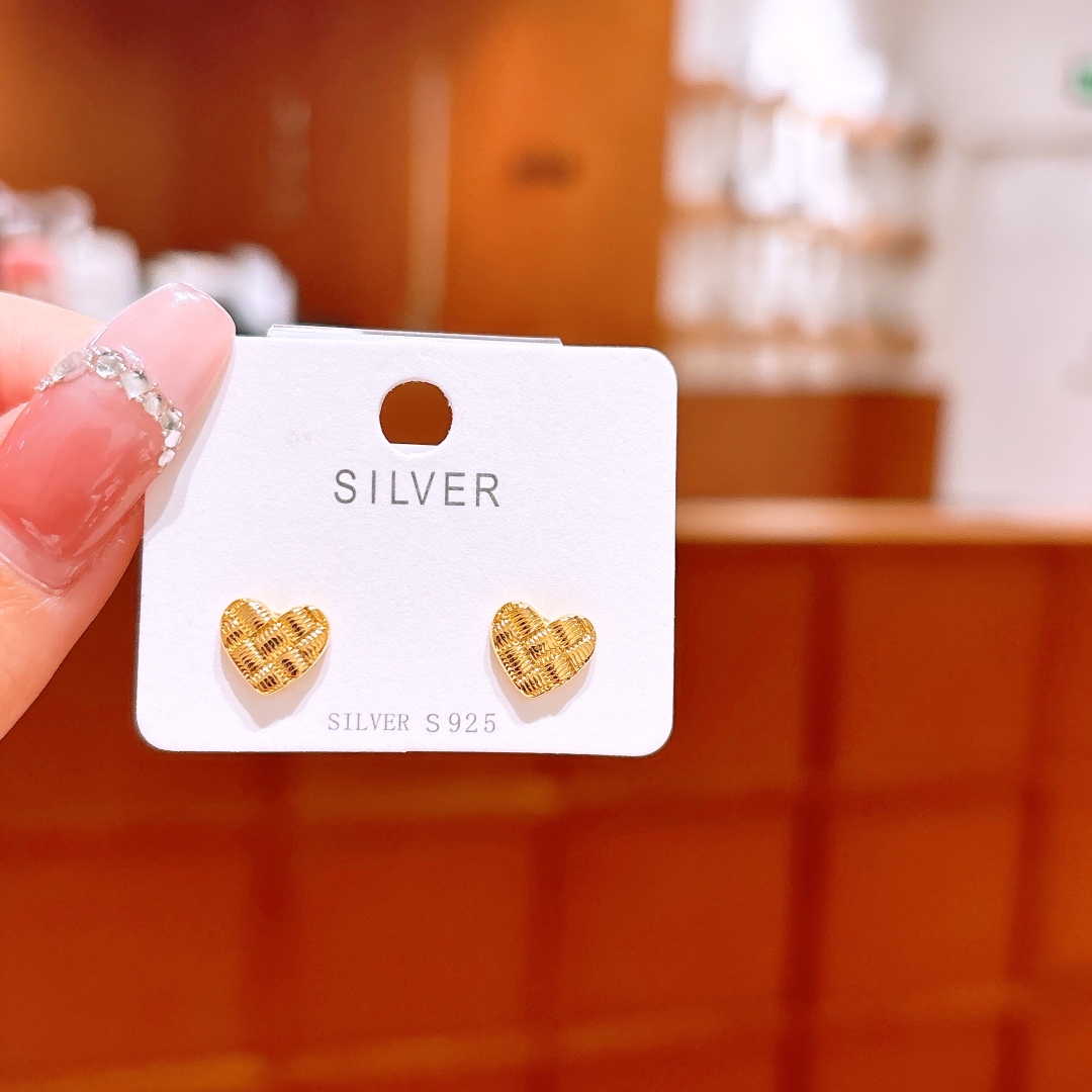 Solid Silver Earrings Fashion Engagement Gold