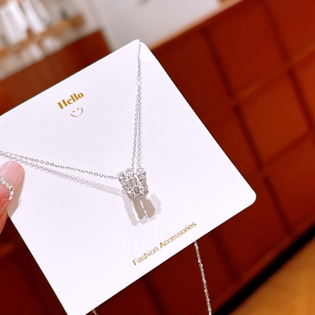 High Polish Silver Necklace French Mother's Birthday Silver