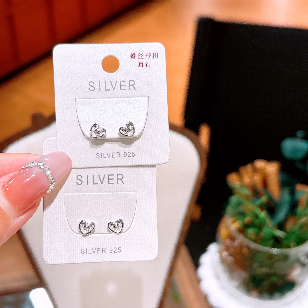 Hypoallergenic Silver Screw-back Studs Ethereal Graduation Silver